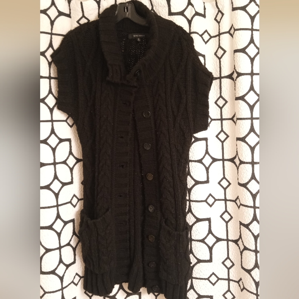 Black Cable Knit Women's Cardigan Sweater